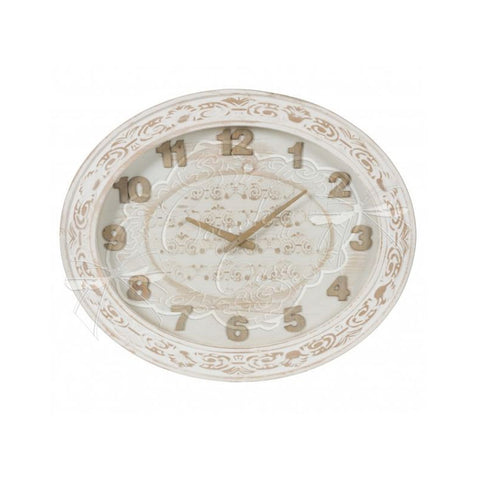 COCCOLE DI CASA Grande horloge murale ovale MAYA bois blanc 60x5x50 cm