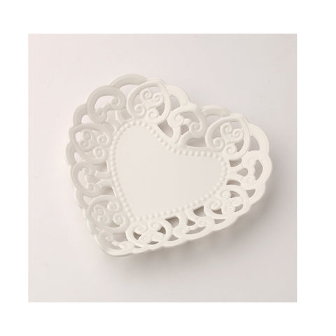 HERVIT Heart-shaped plate in perforated porcelain 18 cm 27825