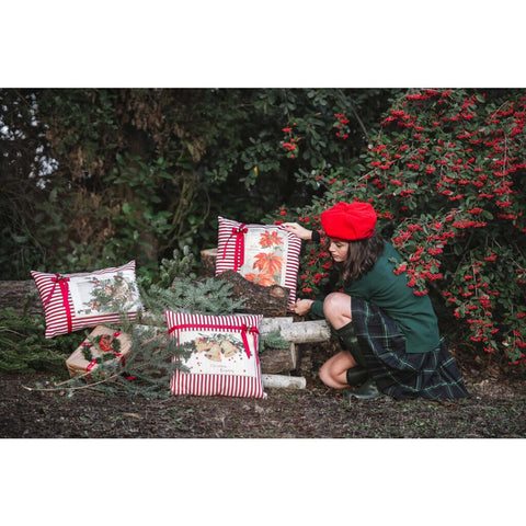 BLANC MARICLO' JINGLE BELLS square Christmas cushion in cotton 45x45 cm