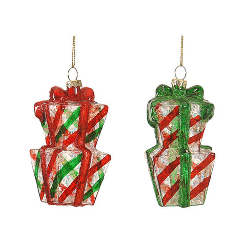 VETUR Christmas decorations glass gift packages to hang on the tree 2 variants 10 cm