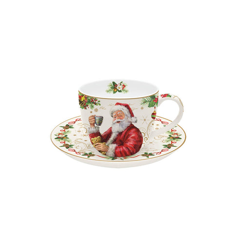 EASY LIFE MAGIC CHRISTMAS tasse à thé blanche avec soucoupe en porcelaine 200 ml