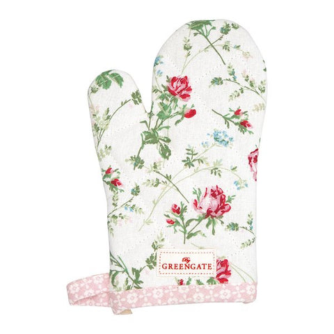 GREENGATE Oven glove COSTANCE white with flowers H21,5 cm GR383044