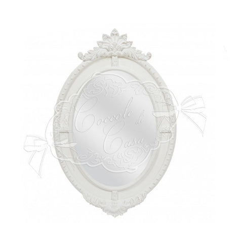 COCCOLE DI CASA Specchio da parete ovale ELYS in poliresina bianco shabby 112x74