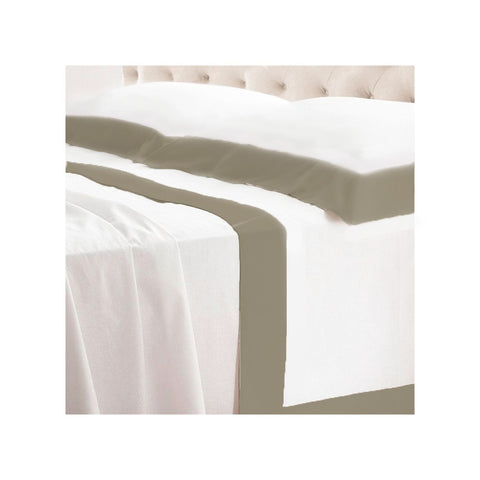 Parure de lit simple PEARL WHITE DIAMOND avec volant en satin gris tourterelle 160x290cm