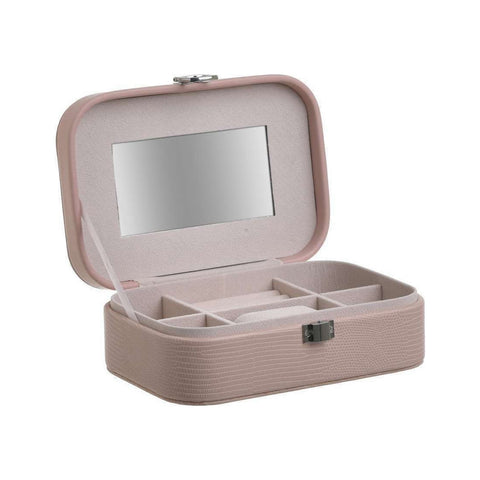 INART Portagioie Astuccio per gioielli e cosmetici con specchio rosa 20x14x7 cm