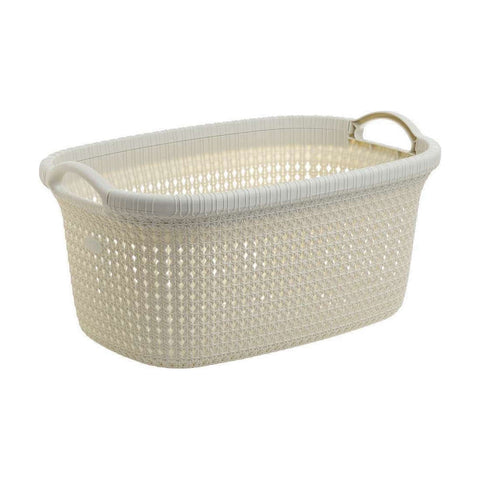 INART Beige bathroom laundry basket with handles 35lt 56x37x26 cm