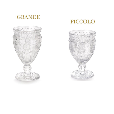 NUVOLE DI STOFFA Set 6 Bicchieri calice acqua classico con ornamenti in vetro Chloe 2 varianti