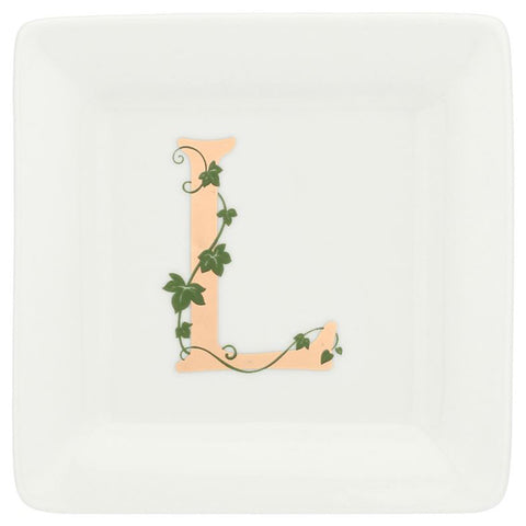 La Porcellana Bianca Soucoupe avec initiale en porcelaine "Adorato" 10x10 cm