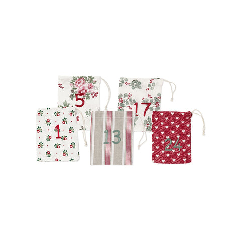GREENGATE Set of 25 cotton CHARLINE advent calendar bags 10.5x13 cm