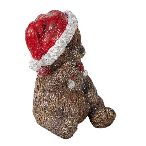 CLAYRE E EEF Orsetto Teddy resina con cappello e sciarpa rosso 9x8x12 cm