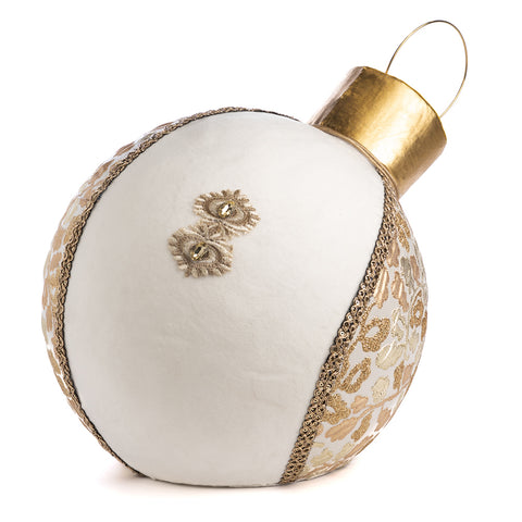 GOODWILL Decorazione natalizia sfera grande in tessuto oro e crema