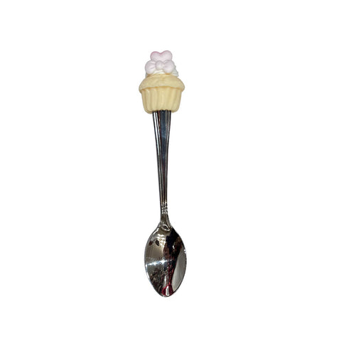 I DOLCI DI NAMI Metal spoon with muffin bow decoration and white heart 16 cm