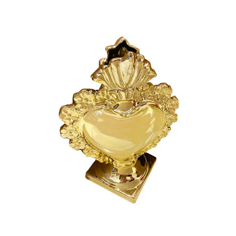 VIRGINIA CASA Sacred heart perfume holder EXVOTO shiny gold ceramic 200 ml H19 cm