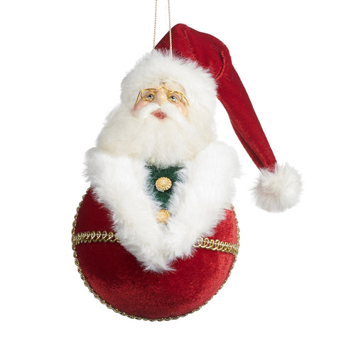GOODWILL Boule en tissu rouge avec le Père Noël D20cm