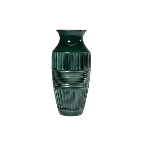 VIRGINIA CASA Narrow grooved indoor ceramic vase, 100% made in Italy, classic vintage 22xH36 cm 2 variants (1pc)