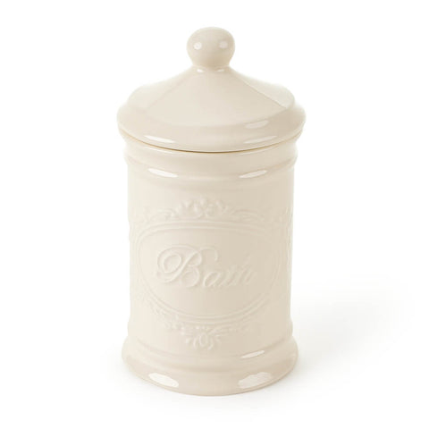 Nuvole di Stoffa White ceramic bathroom jar “Bath” 9.8x14.6 cm