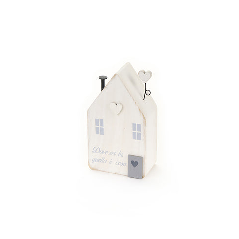 TISSU NUAGES Maison en bois blanc avec phrase et coeur Décoration Shabby Chic, Belle Epoque
