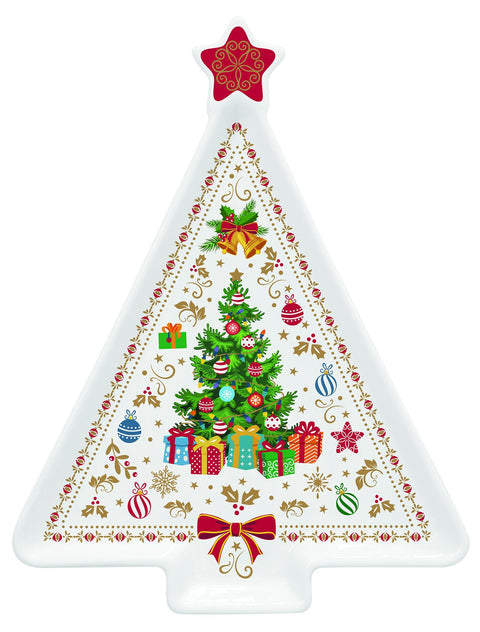 EASY LIFE Assiette sapin de Noël en porcelaine 21x16 cm R1325#CHOR