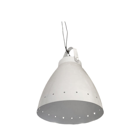 LORENZONGIFT Lampe à suspension industrielle métal blanc Ø26 H28 cm