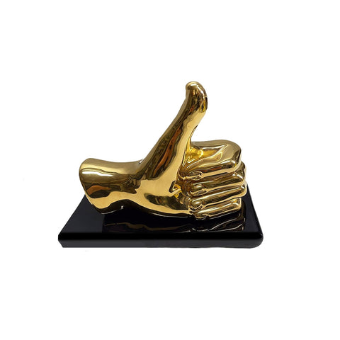 AMAGE Statua mano “Mi piace” oro e nero in porcellana di capodimonte 15x9 cm