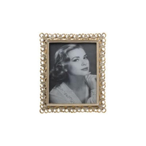 L'ART DI NACCHI Photo frame with perforated decoration in gold resin 17x2,5x22 cm