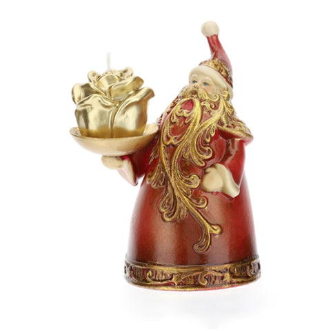 HERVIT Slim Père Noël Décoration de Noël en porcelaine rouge avec bougie h14 cm