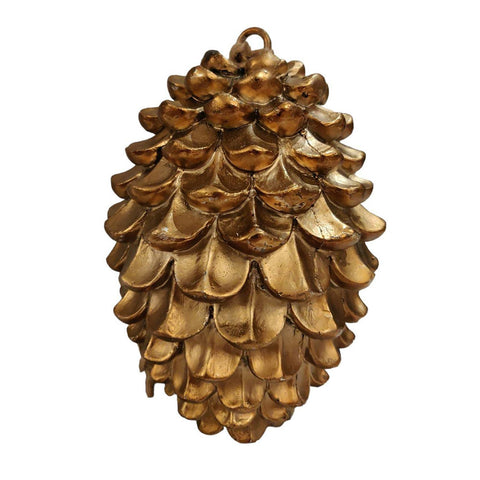 Fiori di Lena Pigna oro con cordoncino da appendere in resina 18x11 cm