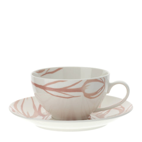 Hervit Porcelain breakfast cup with pink tulips "Tulip" 12xH7 cm