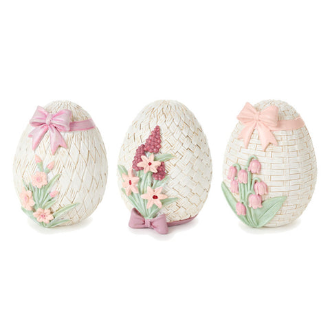 Fabric Clouds Shabby Chic resin Easter eggs 9x8x10 cm