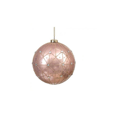 VETUR Boule de sapin de Noël verre rose 12cm 95649