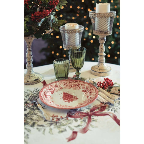 BLANC MARICLO' Set 6 dinner plates Christmas DIANA ROSE ceramic Ø27,3 H2,5 cm
