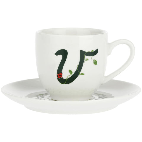 La Porcellana Bianca Tazzina da caffè con piattino lettera V "Solo Tua" 90 ml