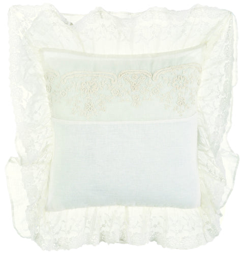 BLANC MARICLO' Linen and cotton frill cushion 45x45 cm ecru a2833299ec