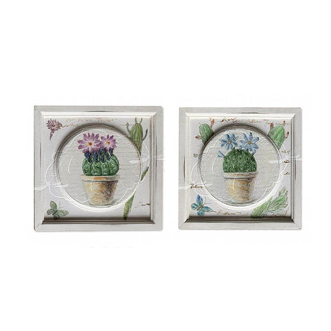 CUDDLES AT HOME Wooden picture CACTUS 2 different representations 31x31x1,7 cm