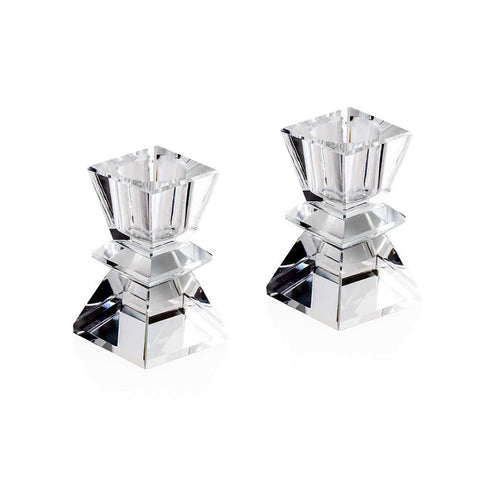 EMO' ITALIA Pair of mini candlesticks in transparent crystal made in Italy 4x7 cm