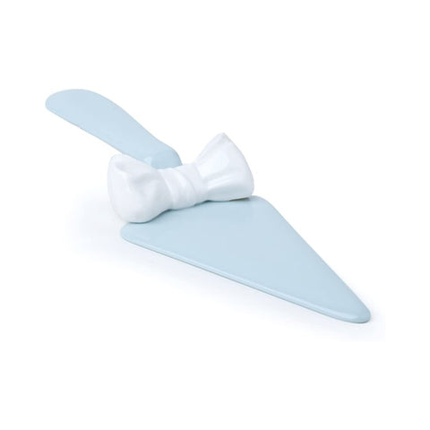 HERVIT Cake shovel with white bow light blue porcelain cake shovel 27 cm