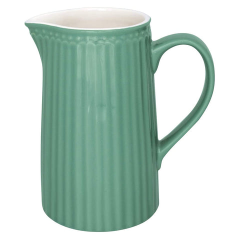 GREENGATE Porcelain pitcher ALICE Jug dusty green carafe 1L H 17.6 cm