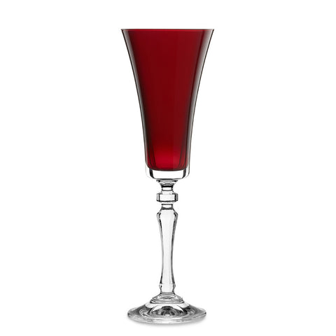 Fade Set of 6 "Alex" red glass flute glasses 180 ml
