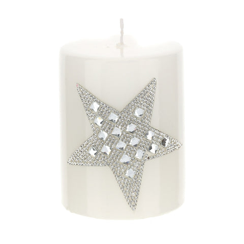 HERVIT Snot candle with white lacquered paraffin crystal star 7x9 cm