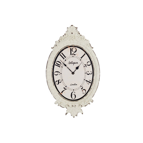 BLANC MARICLO' Oval wall clock with white wood frieze 61x36 cm