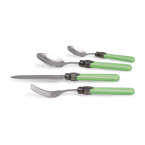 RIVADOSSI 24-piece cutlery set for 6 people made in Italy aqua green steel