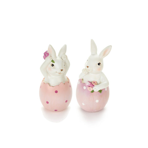 Clouds of Fabric Rabbit in resin egg 5.5xh12.5 cm 2 variants (1pc)