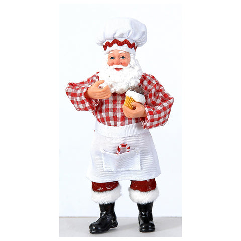 Figurine VETUR Père Noël avec cupcake et toque en résine H20cm