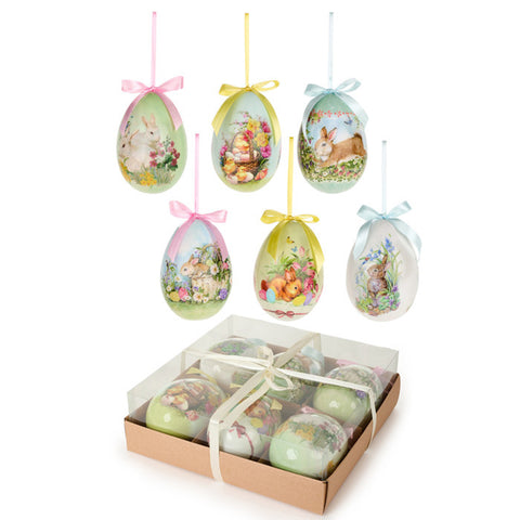 Cloth Clouds Set of 6 Easter eggs + gift box H10 cm