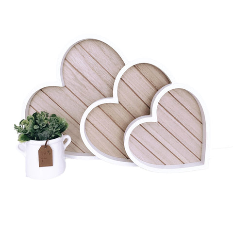 MAGNUS REGALO Set 3 vassoi in legno a forma di cuore bianco e tortora –  Angelica Home Stabia