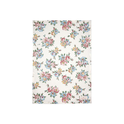 GREENGATE Tea towel MADISON with white cotton flowers 50x70 cm