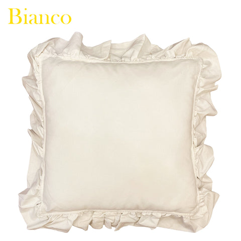 L'ATELIER 17 Square decorative cushion with flounce in pure cotton, "Essentiel" Shabby Chic 50x50 cm 6 variants