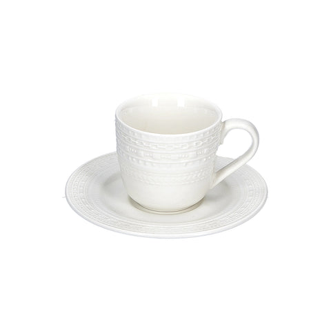 LA PORCELLANA BIANCA Ensemble de 6 tasses à café et soucoupes en porcelaine blanche Ø 5 x h5,5
