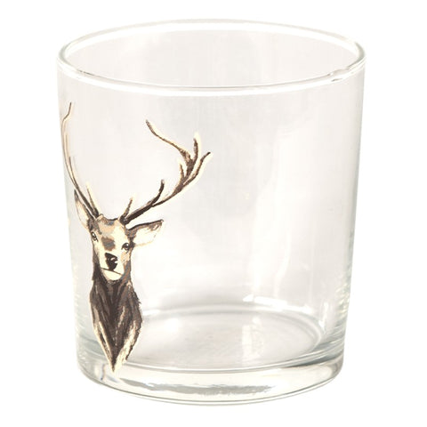 Clayre &amp; Eef Set 6 Christmas water glasses with brown deer print Ø8*9 CM / 250 ML