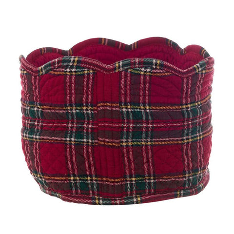 Blanc Mariclò Christmas bread basket in Scottish red tartan 15x20 cm